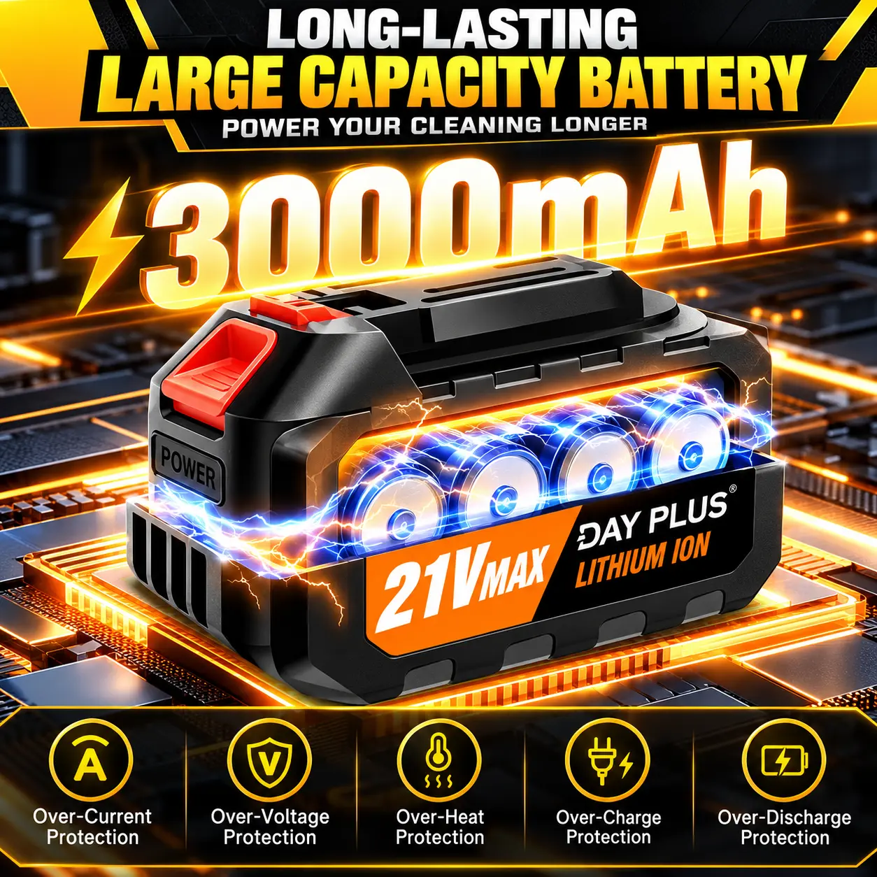 21V 3000mAh lithium battery with five safety protections